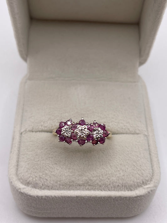 9ct gold ruby and diamond ring