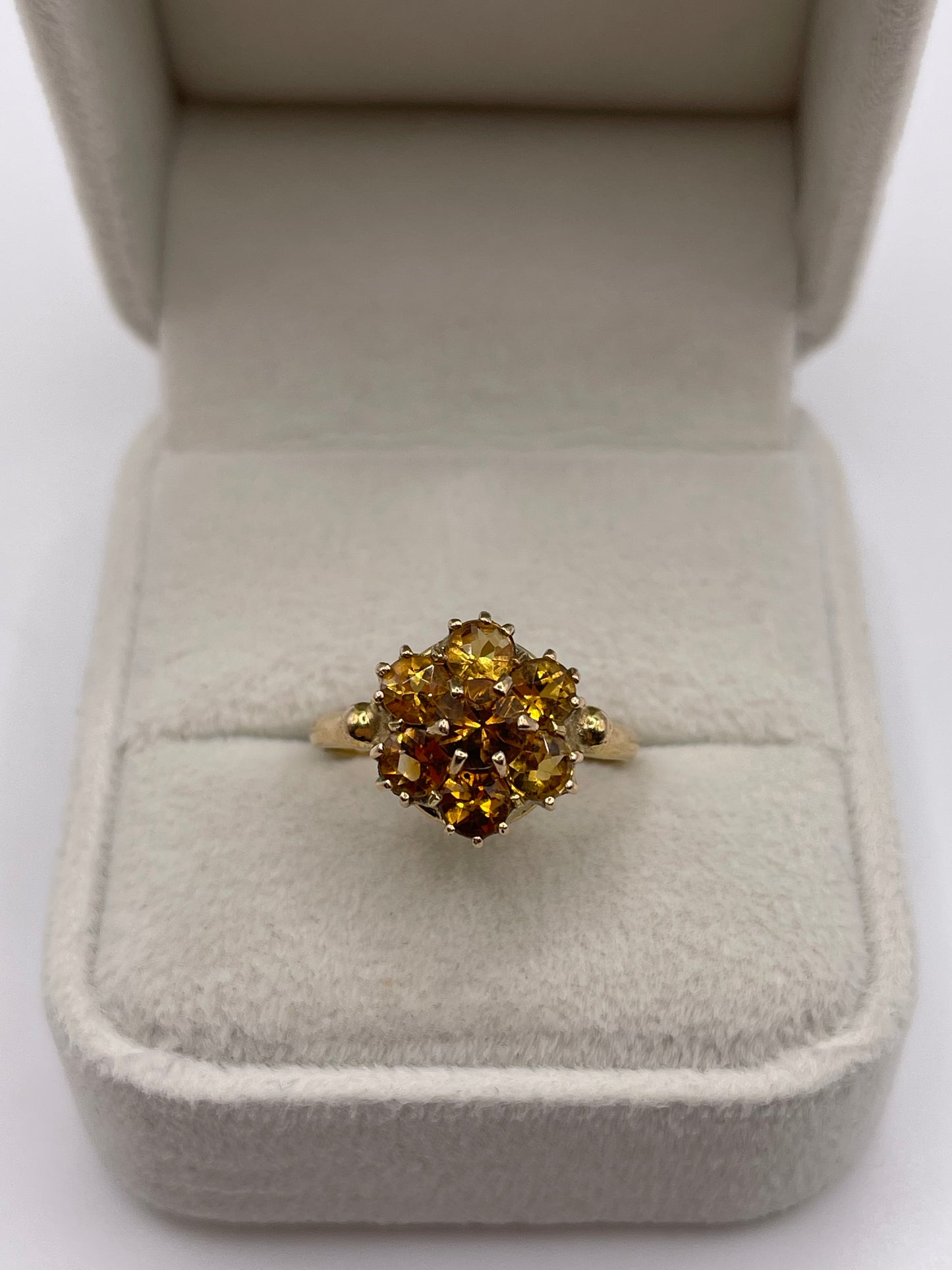 9ct gold citrine cluster ring