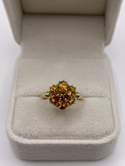 9ct gold citrine cluster ring