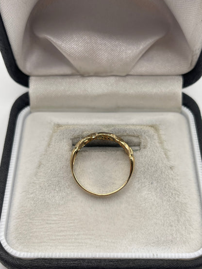 9ct gold diamond link ring