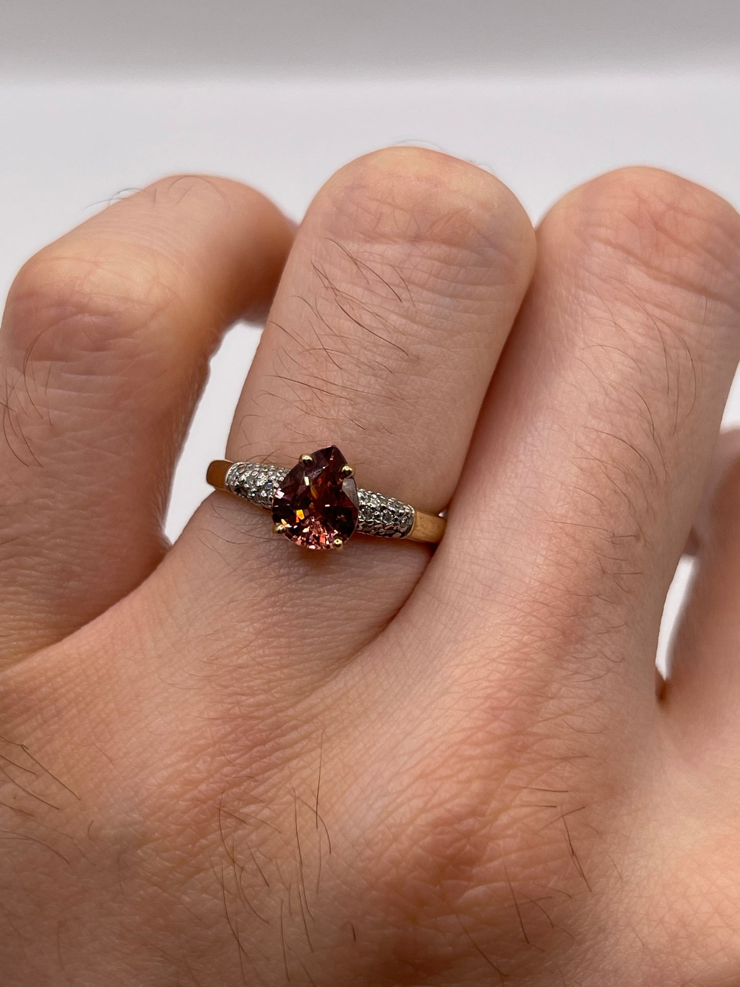 9ct gold tourmaline and diamond ring