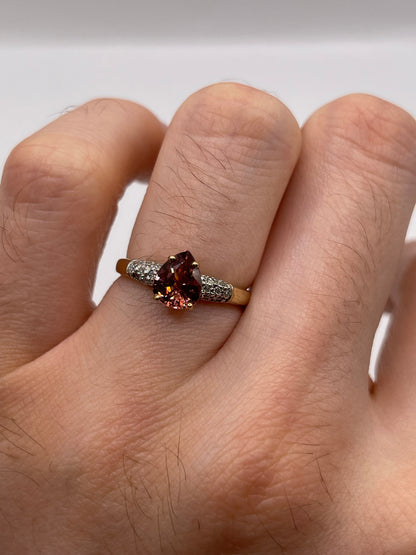 9ct gold tourmaline and diamond ring