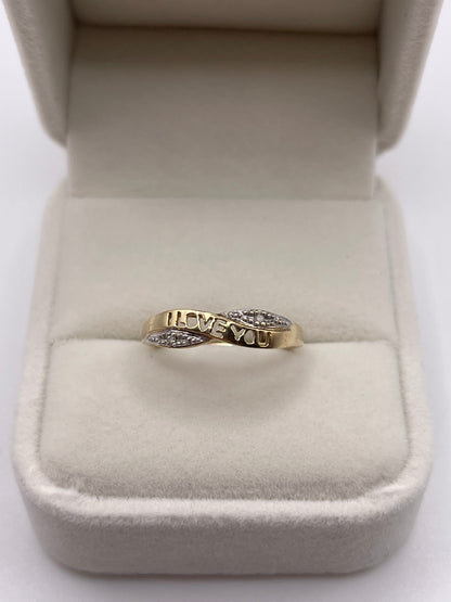 9ct gold diamond I love you ring