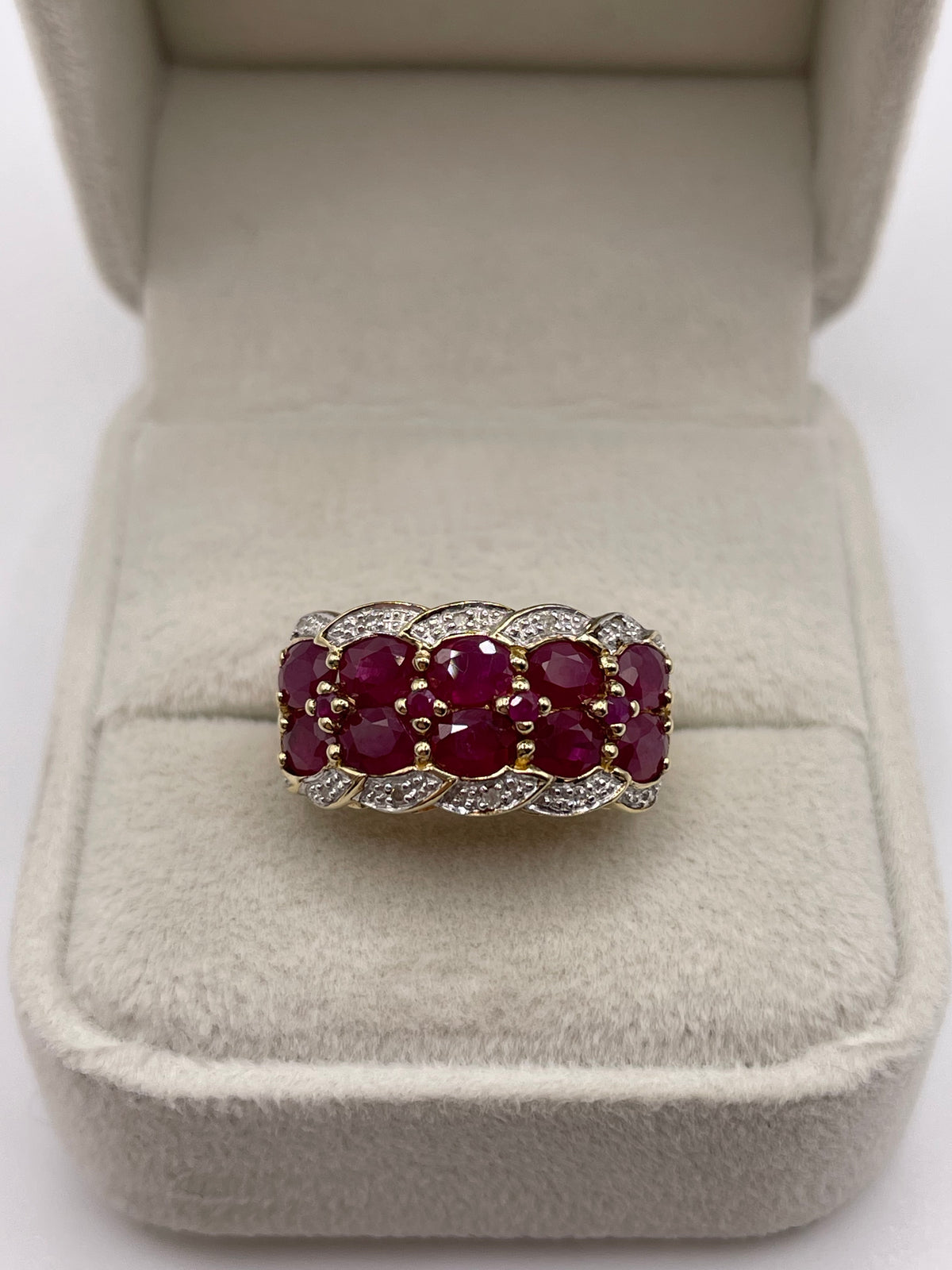 9ct gold ruby and diamond ring