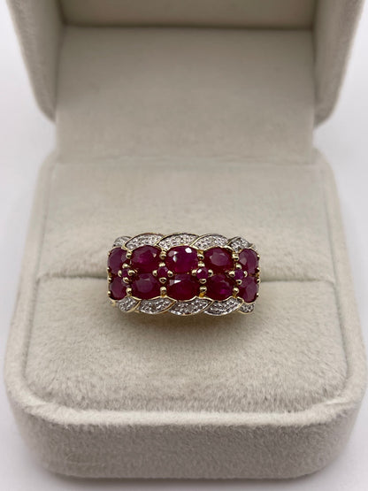 9ct gold ruby and diamond ring