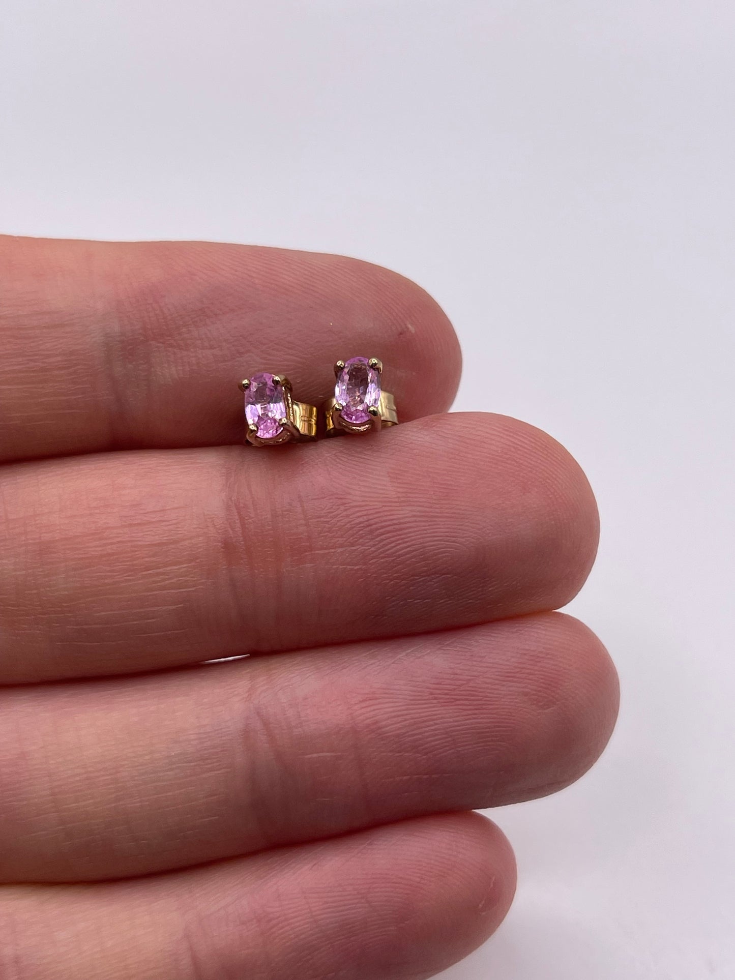 9ct gold pink sapphire earrings