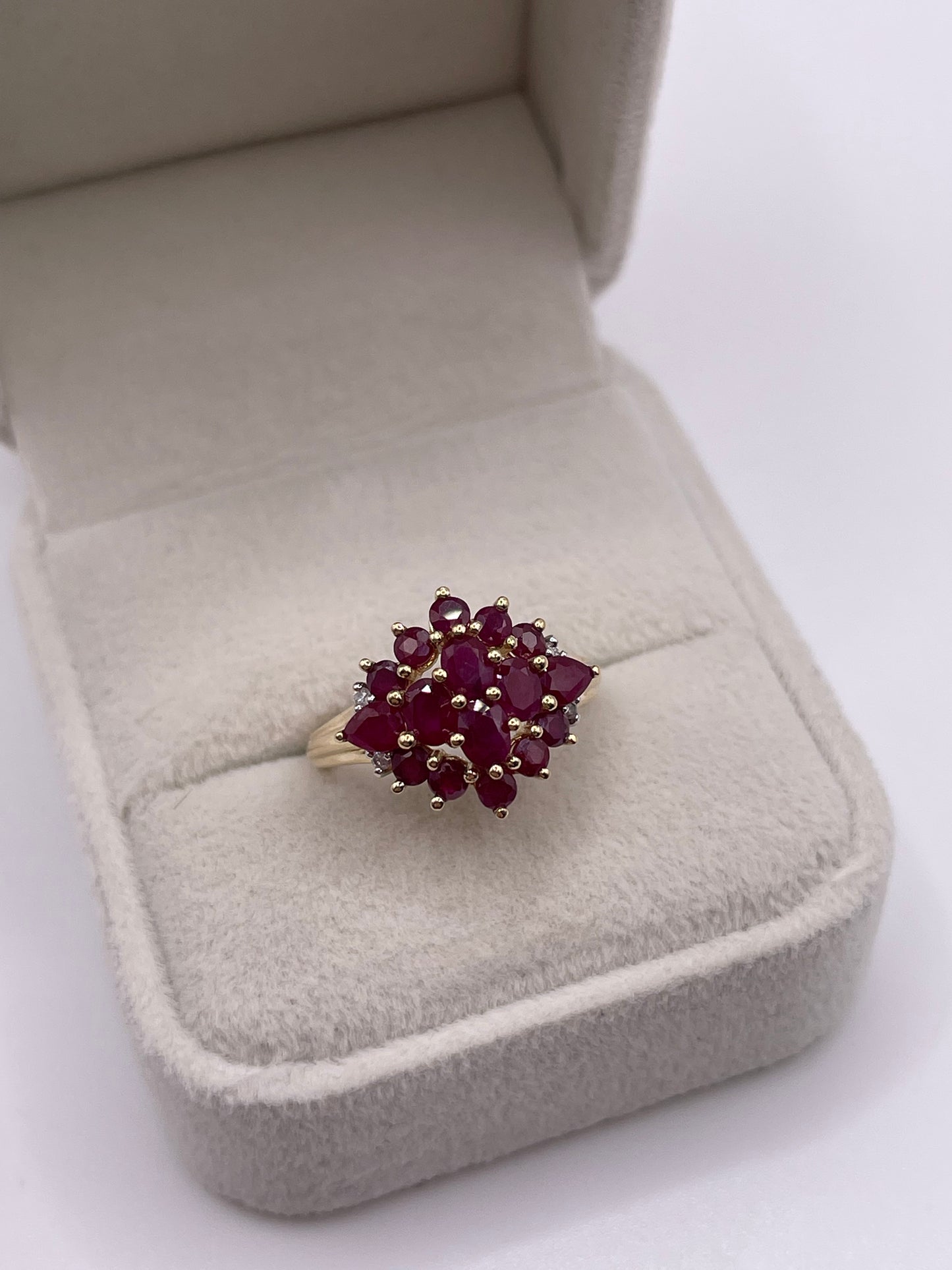 9ct gold ruby and diamond ring