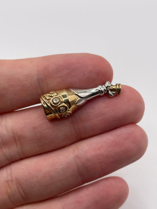 9ct two tone gold diamond champagne bottle