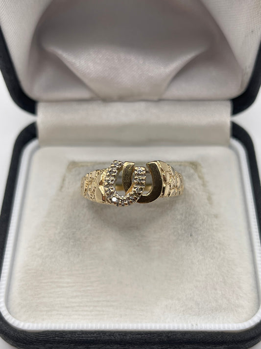 9ct gold diamond horseshoe ring