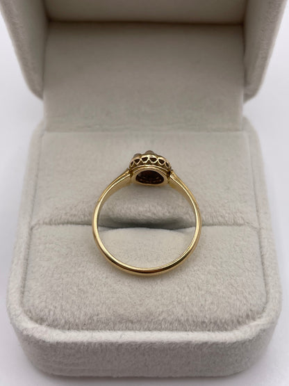 15ct gold pearl and diamond ring