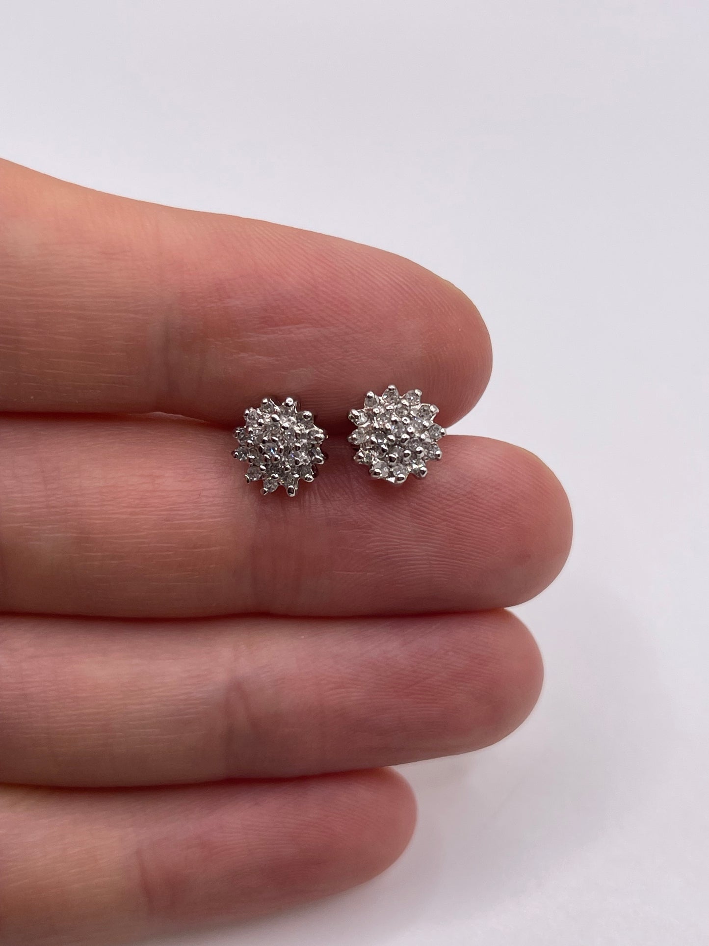 9ct gold diamond cluster earrings