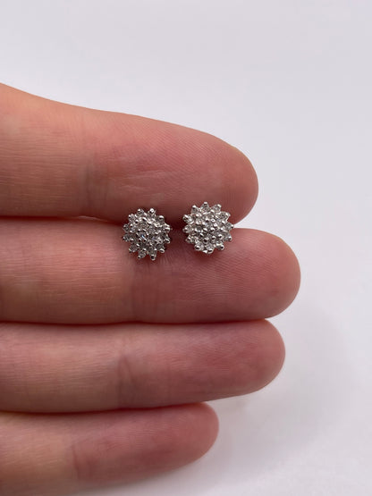 9ct gold diamond cluster earrings