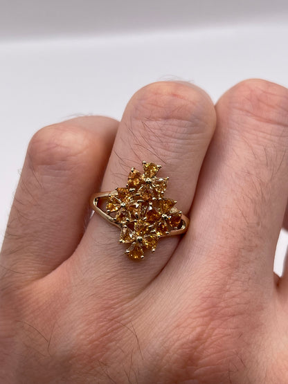 9ct gold quartz cluster ring