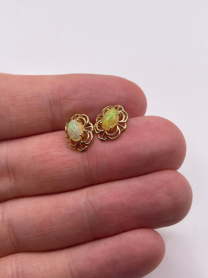 9ct gold opal earrings