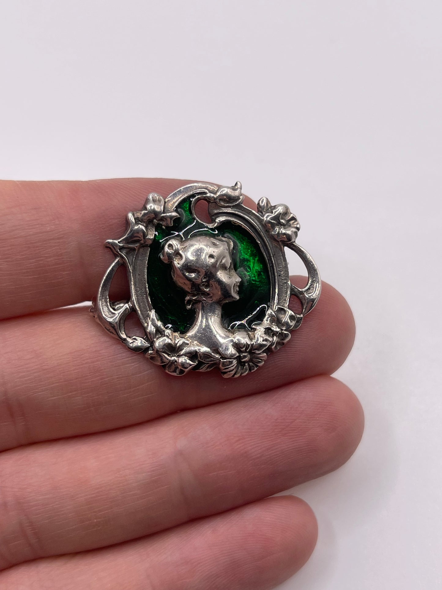 Silver and enamel brooch
