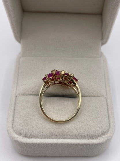 9ct gold ruby cluster ring