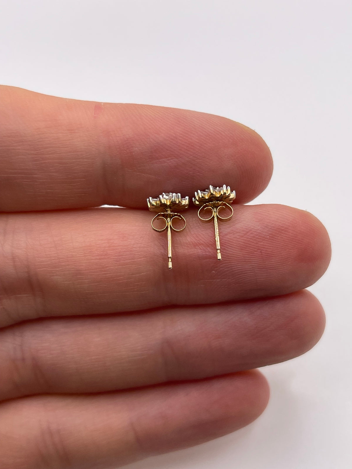 9ct gold diamond cluster earrings