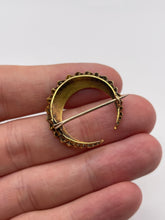 Load image into Gallery viewer, Antique 15ct gold turquoise and pearl crescent brooch
