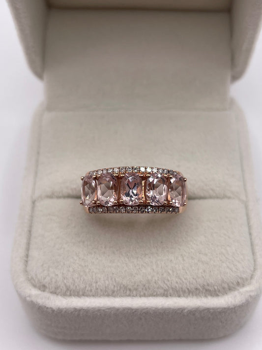 9ct rose gold morganite and diamond ring