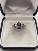 Load image into Gallery viewer, 9ct gold amethyst and diamond ring
