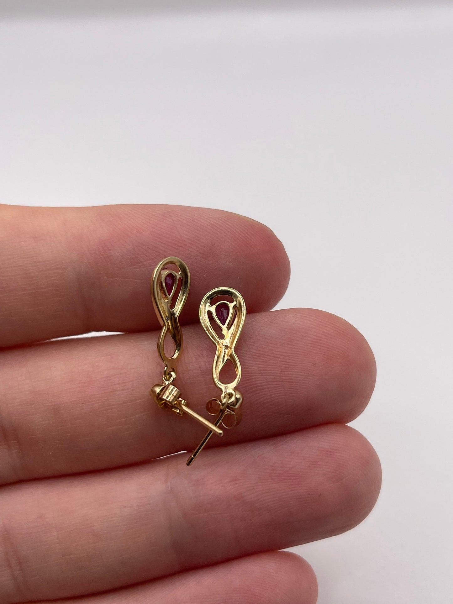 9ct gold ruby and diamond earrings