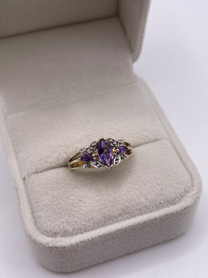 9ct gold amethyst ring