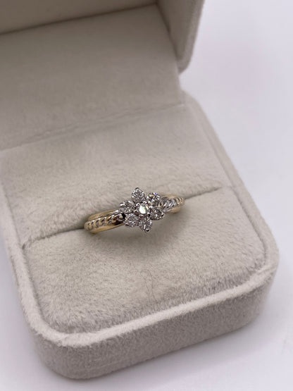 9ct two tone gold diamond cluster ring