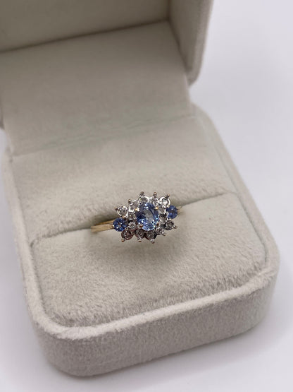 9ct gold sapphire and diamond ring