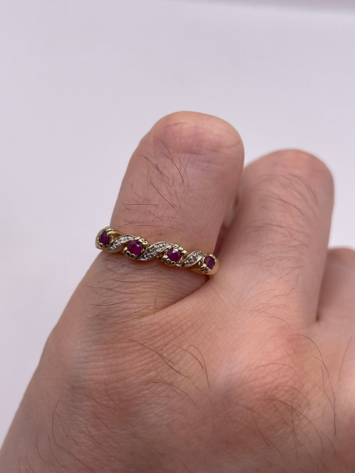9ct gold ruby and diamond ring