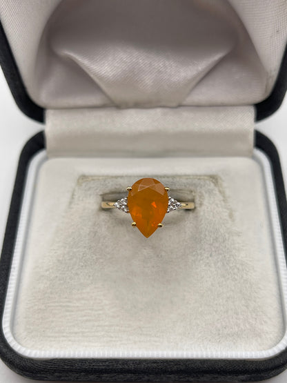 9ct gold opal and zircon ring