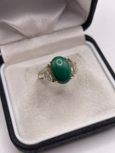 Load image into Gallery viewer, 9ct gold malachite and topaz ring
