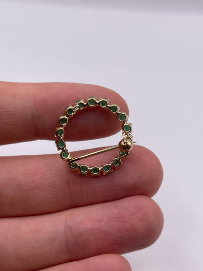 9ct gold emerald brooch