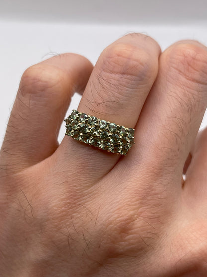 9ct gold green sapphire cluster ring