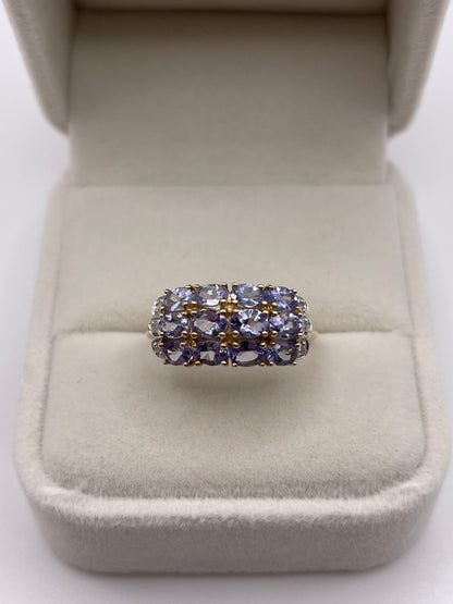 9ct gold tanzanite and diamond cluster ring