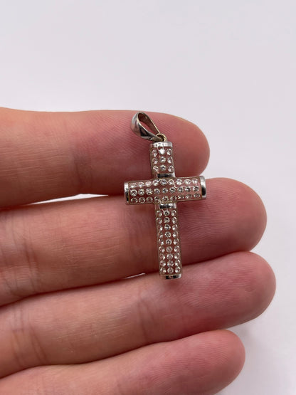 9ct white gold diamond cross pendant