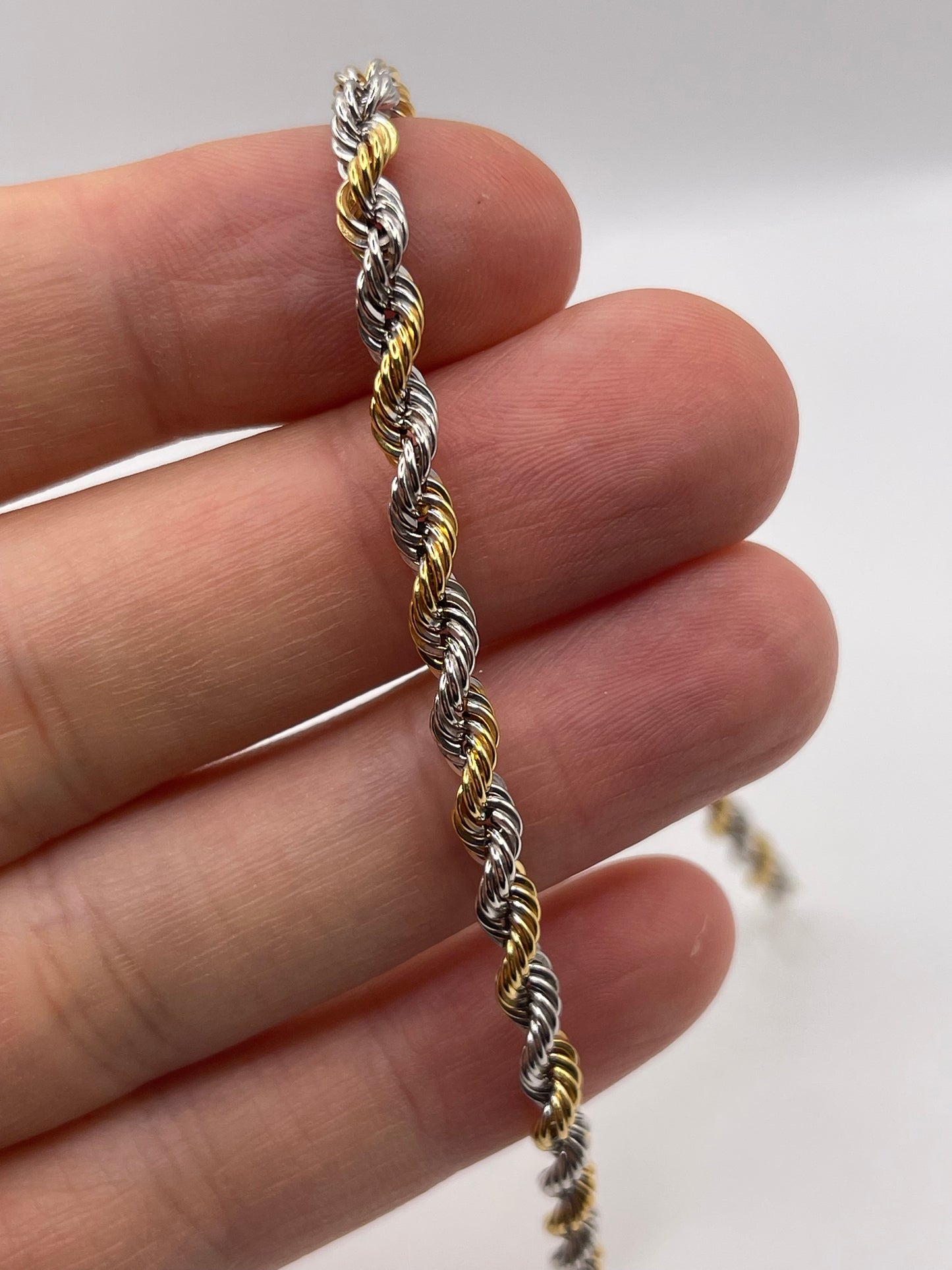 9ct two tone gold rope bracelet