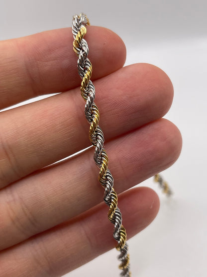 9ct two tone gold rope bracelet