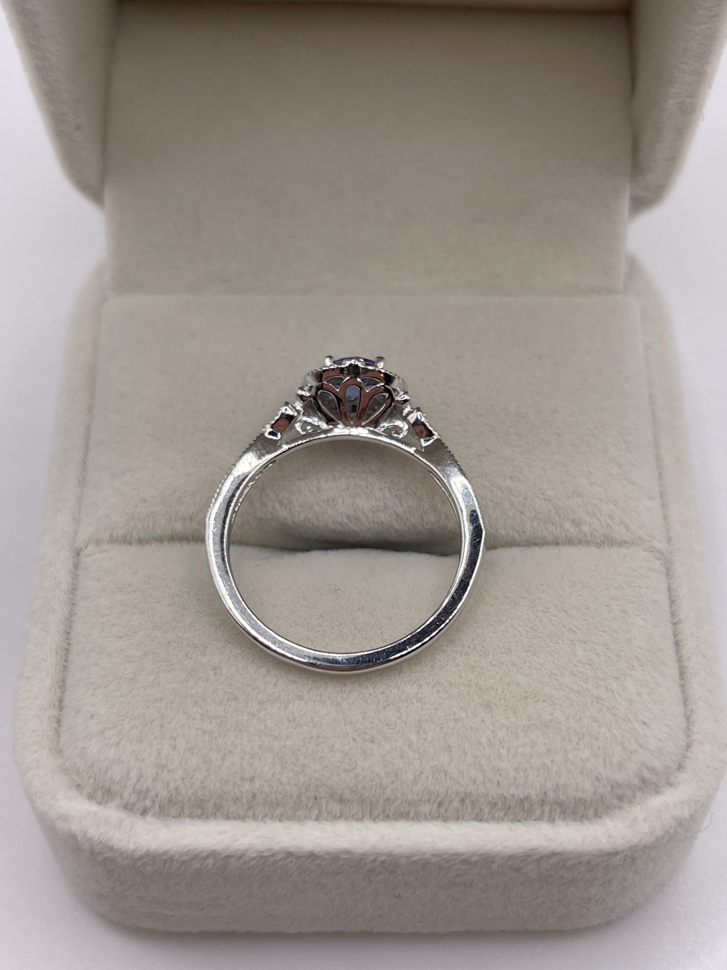 9ct white gold tanzanite and diamond ring