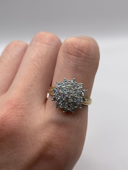 9ct gold aquamarine cluster ring
