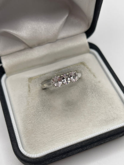 9ct white gold morganite and diamond ring