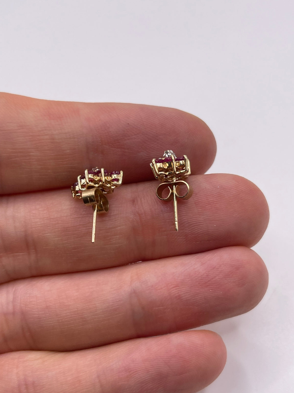 9ct gold ruby and diamond earrings