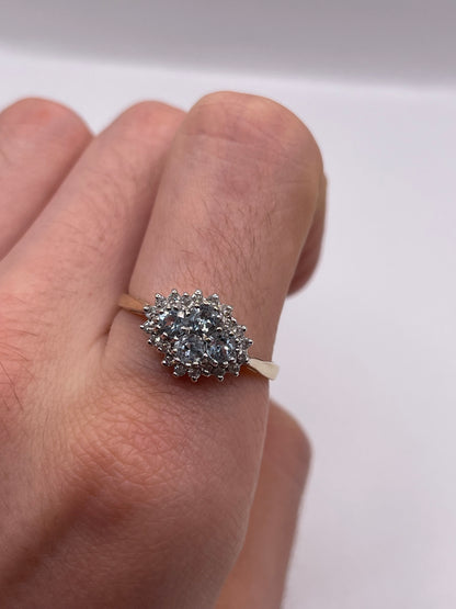 9ct gold aquamarine and diamond ring