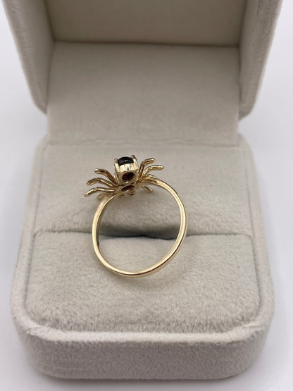 9ct gold cabochon garnet and diamond spider ring