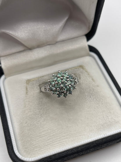 9ct white gold alexandrite and zircon ring