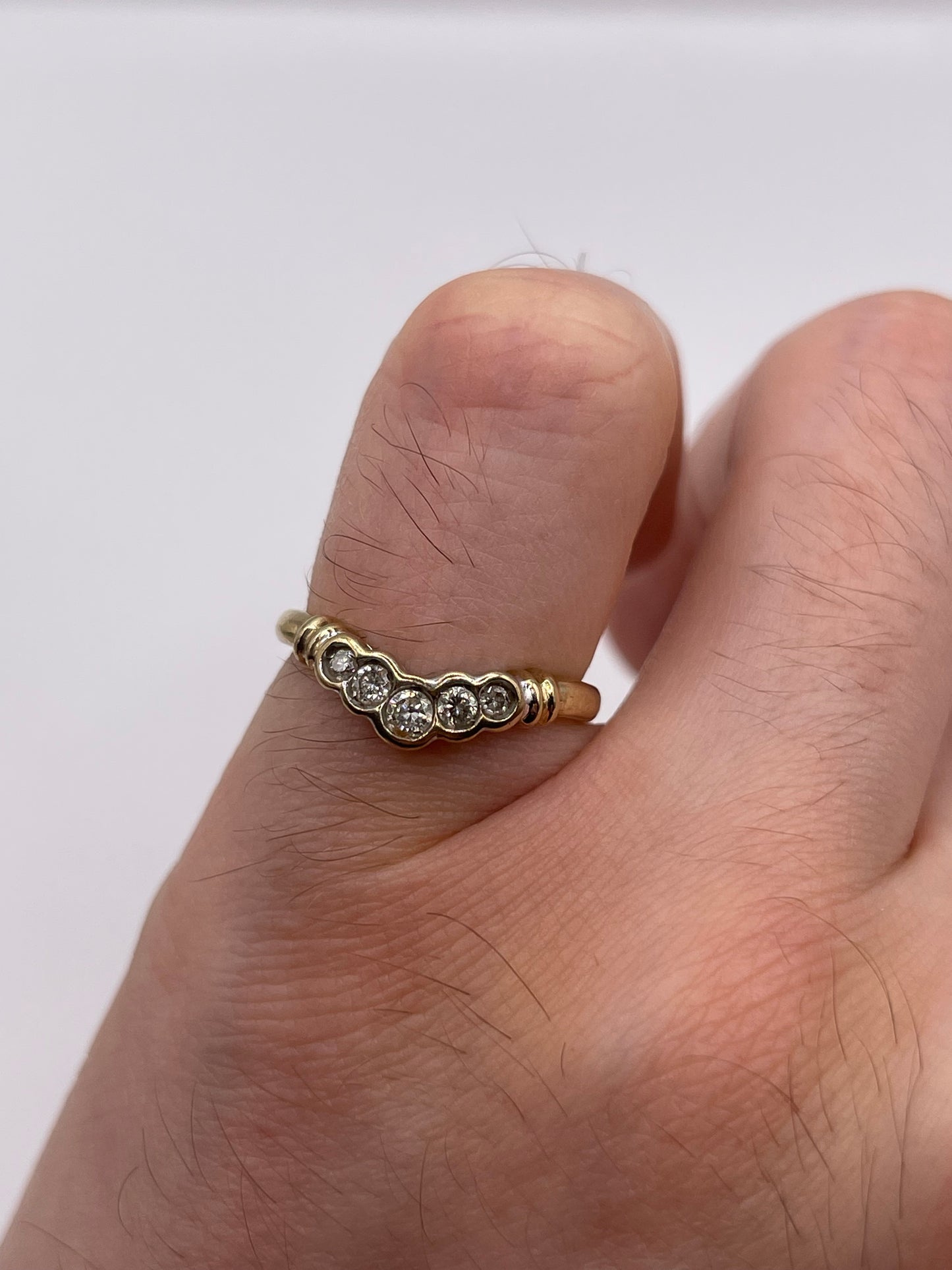 9ct gold diamond wishbone ring