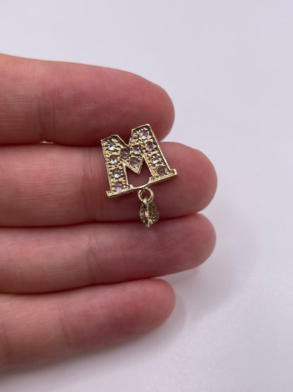 9ct gold cz initial W pendant