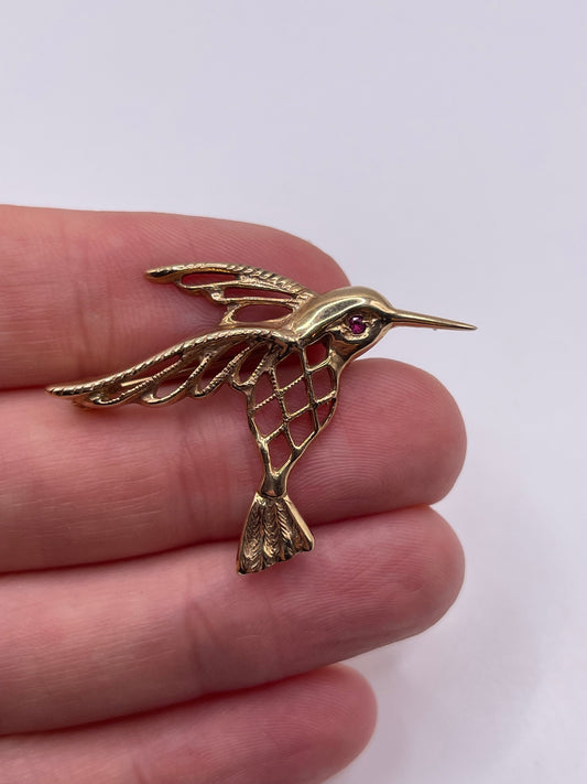 9ct gold ruby bird brooch