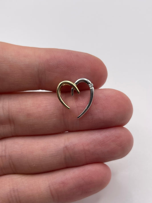 9ct two tone diamond heart pendant