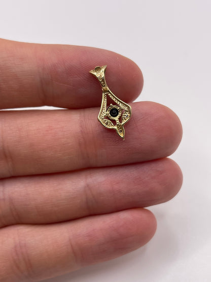 9ct gold sapphire and diamond pendant
