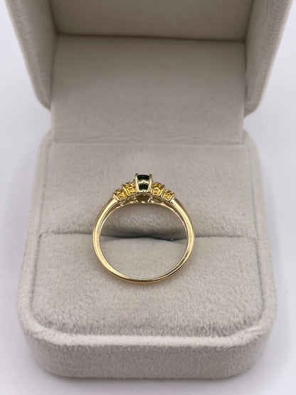 9ct gold diopside and diamond ring